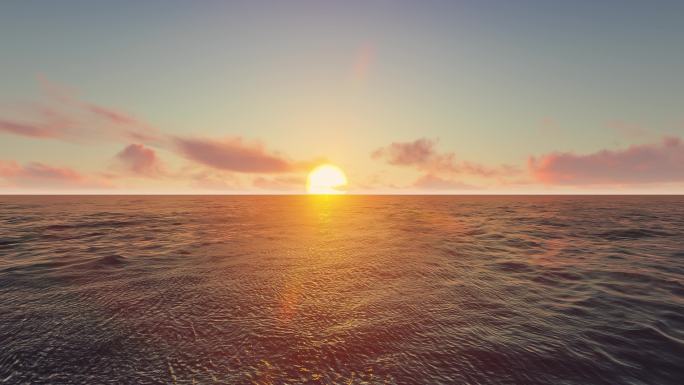 4K唯美海面意境太阳