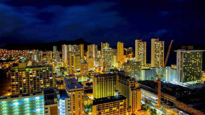 夏威夷檀香山夏威夷檀香山美国殖民地夜景灯