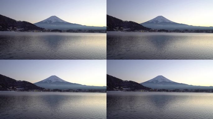 富士山日落在山梨县kawaguchiko湖