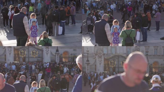 英国4k素材英国白金汉宫门前的游客2