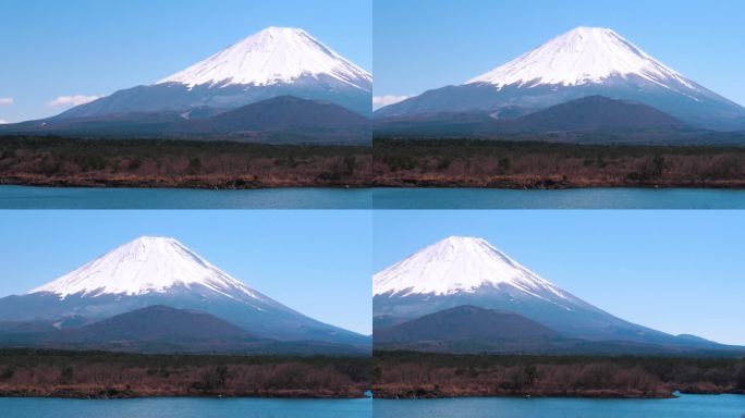 从Shoji湖观赏富士山；平移运动