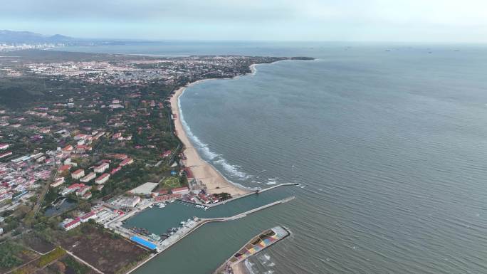 秦皇岛 北戴河 秋景 河流入海 海滨城市