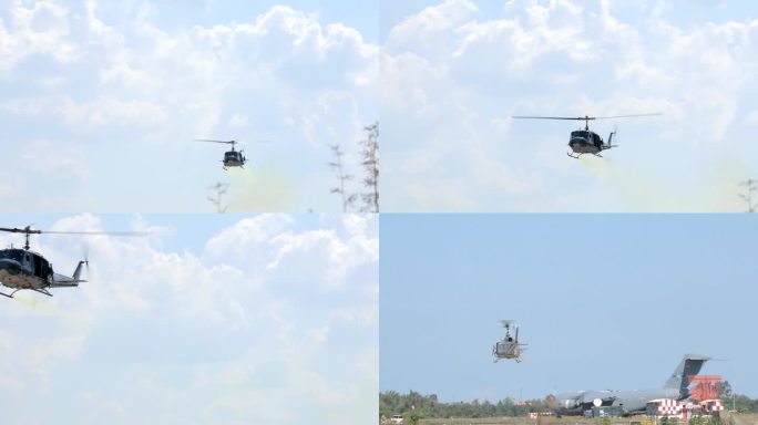 军用直升机。空军飞机基地飞机降落地面雷达