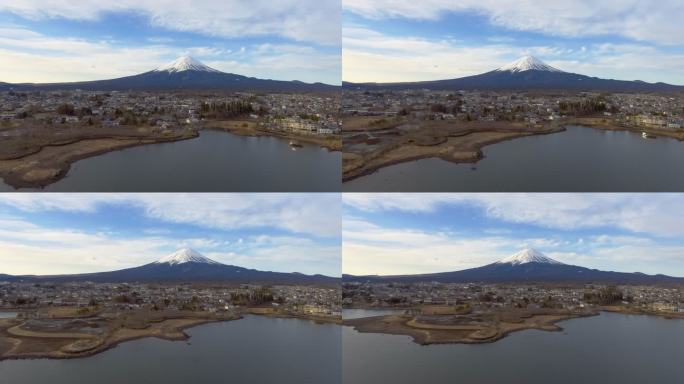 鸟瞰：河口湖富士山