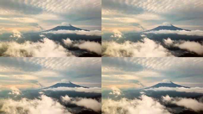 富士山鸟瞰图活火山冰冷海拔