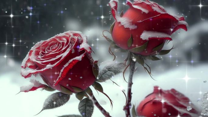 雪中的玫瑰唯美视频背景