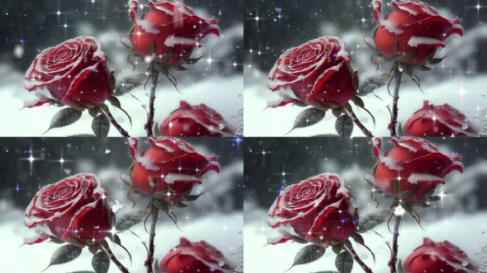 雪中的玫瑰唯美视频背景
