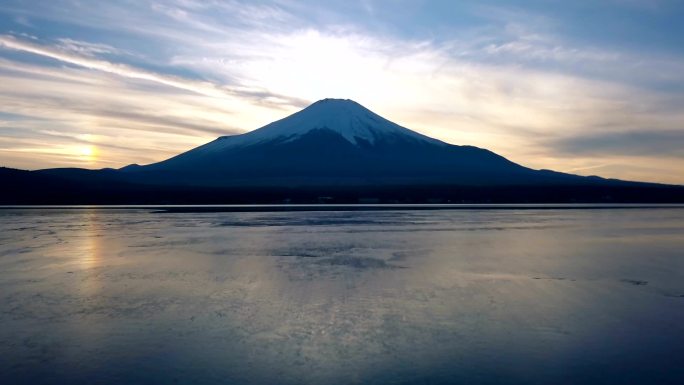 冬季富士山日落富士山在国家公园火山日本川