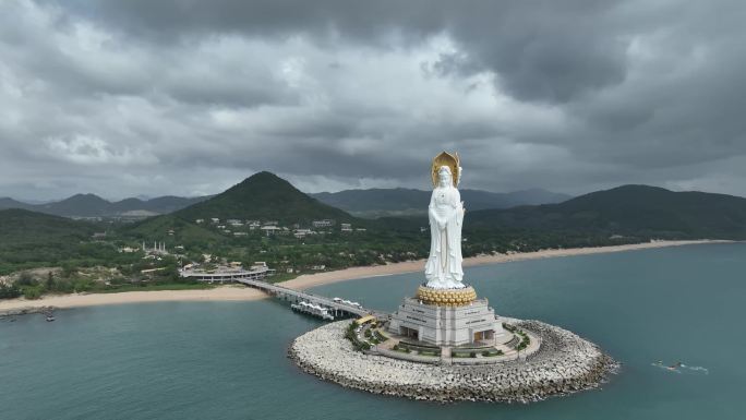 4k-海南 三亚 万宁 海上观音 航拍