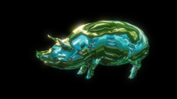 赛博朋克元宇宙猪动画透明通道素材