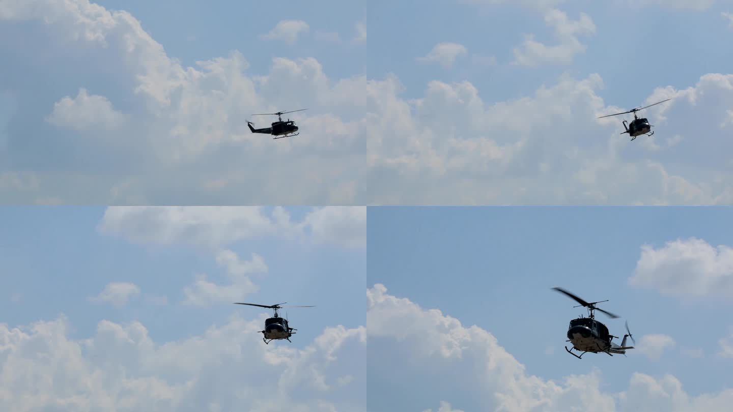 军用直升机。空运螺旋直升机直升机空镜头
