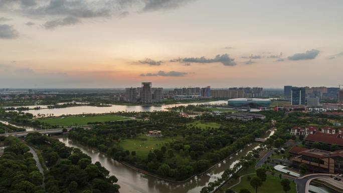 嘉兴秀洲秀湖公园延时 日转夜