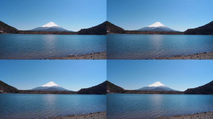从Shoji湖观赏富士山