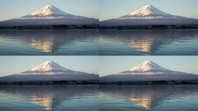 4K视频：富士山位于富士五湖的川口一湖。