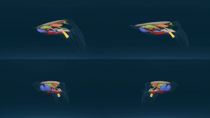 海底世界 乌贼内脏 墨斗鱼 3D动画