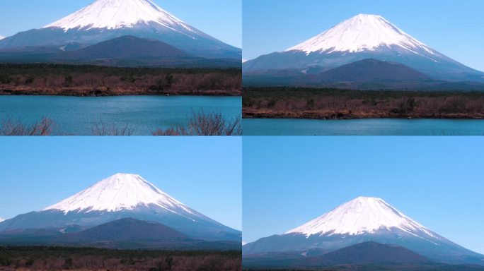 从Shoji湖观赏富士山；换档运动