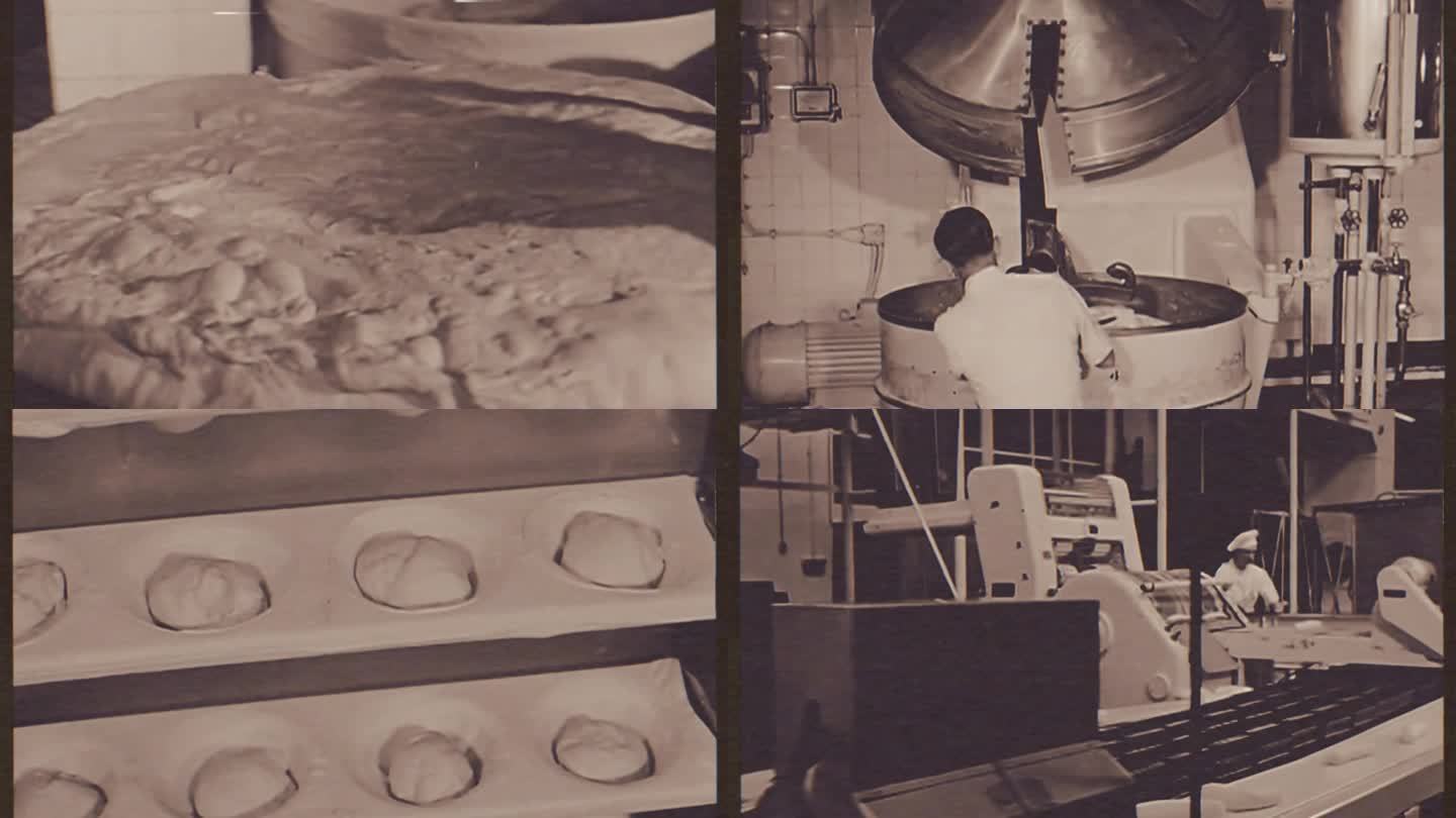 五十年代国外面包生产流水线