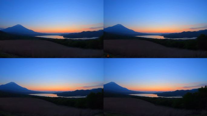 山中湖和富士山美景风光地标景点休眠火山
