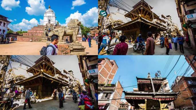 尼泊尔 古建筑 人文风情 延时实拍
