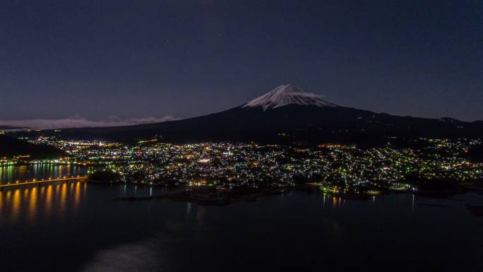 空中时差：Mt。夜晚的富士和川口市