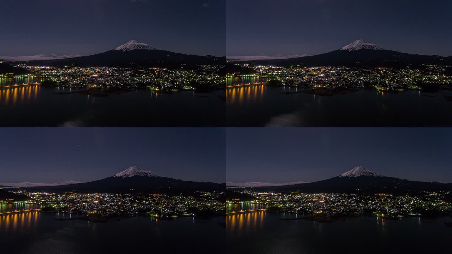 空中时差：Mt。夜晚的富士和川口市