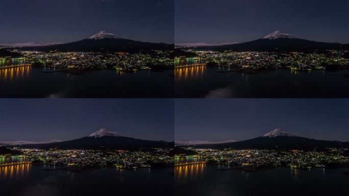 空中时差：Mt。夜晚的富士和川口市