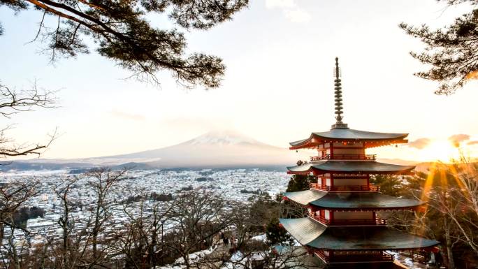 富士山的时间流逝-股票视频-股票视频