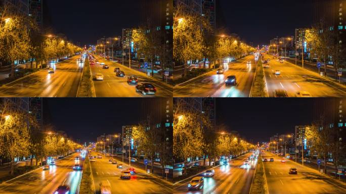 晚上的车流快速移动的车辆延时摄影