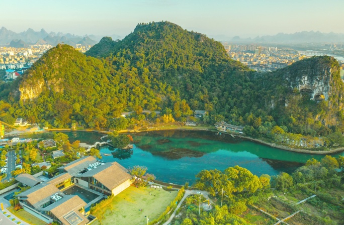 桂林山水山体大气风光景点航拍延时阳朔