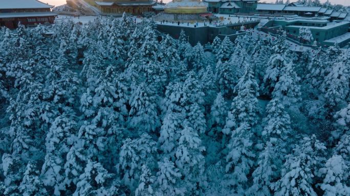 峨眉山冬季航拍素材合集金顶日出雪景