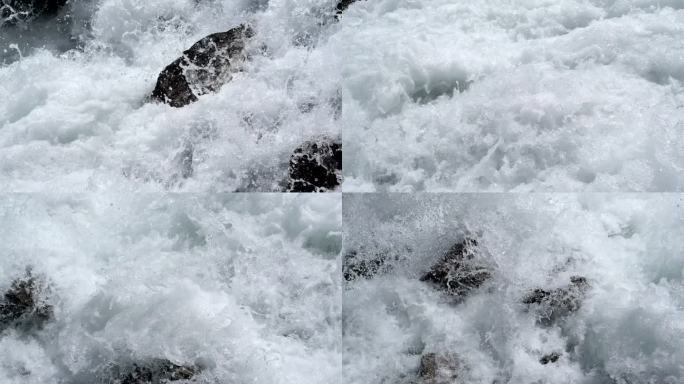 瀑布的水流湍急激流勇进浪花