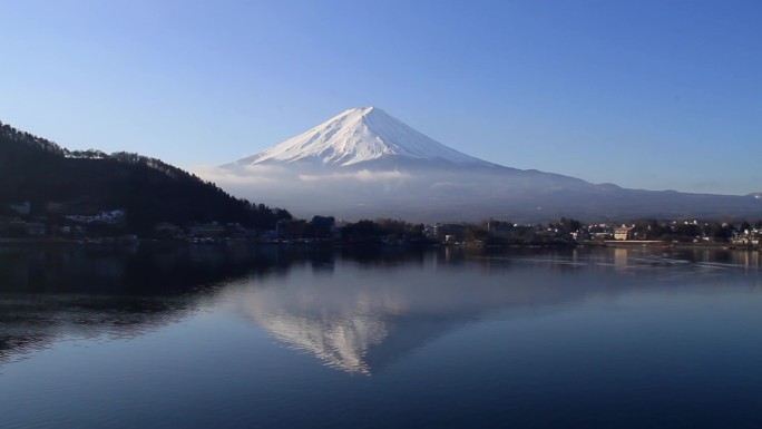 早上在川口湖的富士山