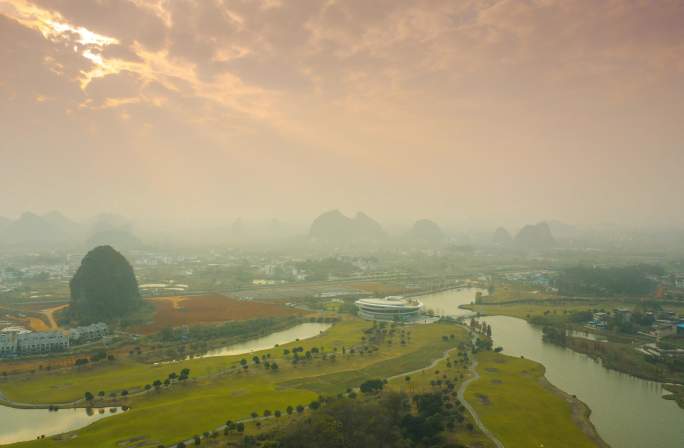 桂林山水山体大气风光景点航拍延时阳朔