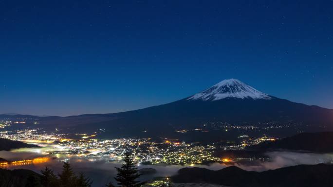 4K延时：富士山日出与川口湖鸟瞰