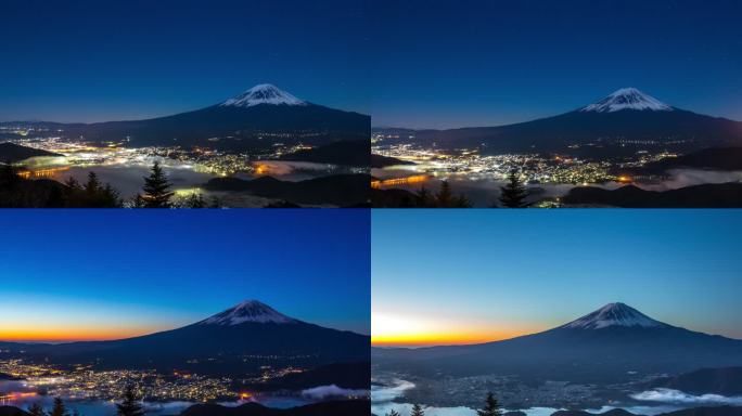 4K延时：富士山日出与川口湖鸟瞰