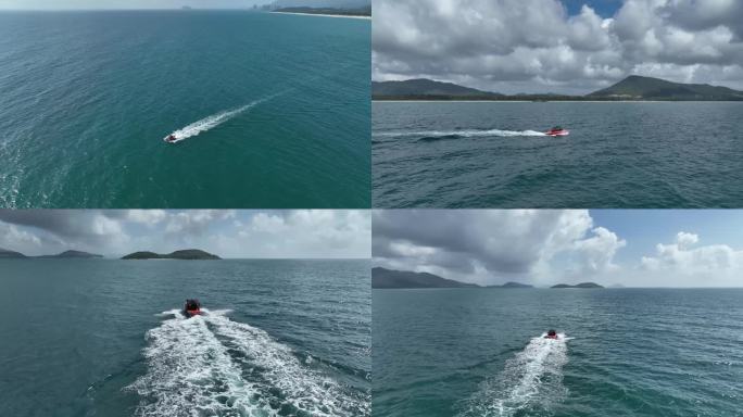 4k-快艇划过海面 乘风破浪 冲浪
