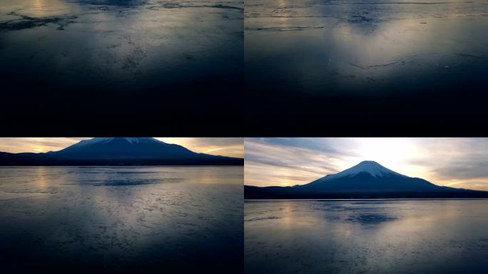 冬季富士山日落富士山在国家公园火山日本