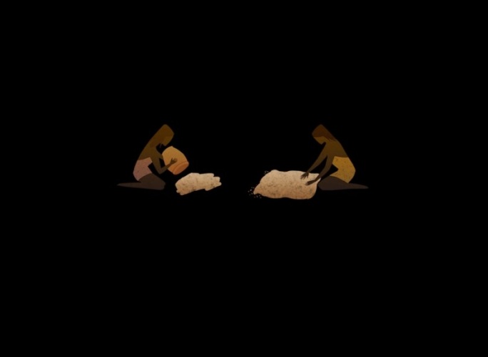 原始人生活场景二维动画——晾晒谷物