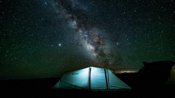 青海哈拉湖星空 湖泊星空 帐篷星空实拍