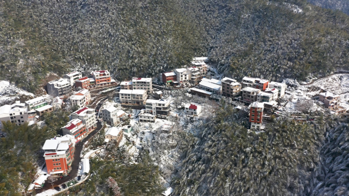 浙江义乌大陈雪景风光航拍