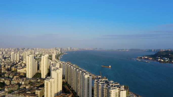 航拍汕头内海湾 礐石大桥