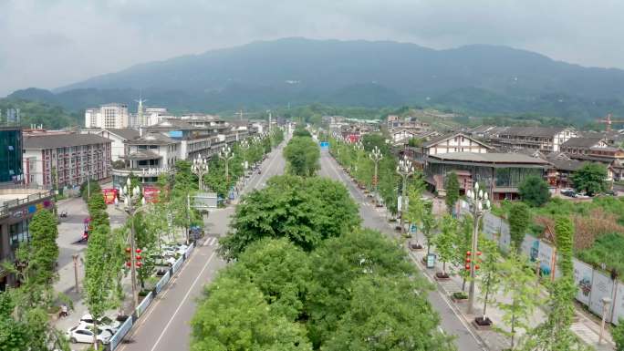 四川雅安名山蒙顶山大道航拍 蒙顶山牌坊