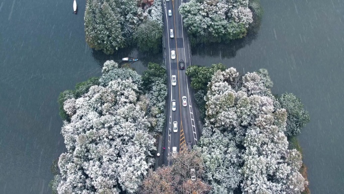 杭州西湖雪景 杨公堤