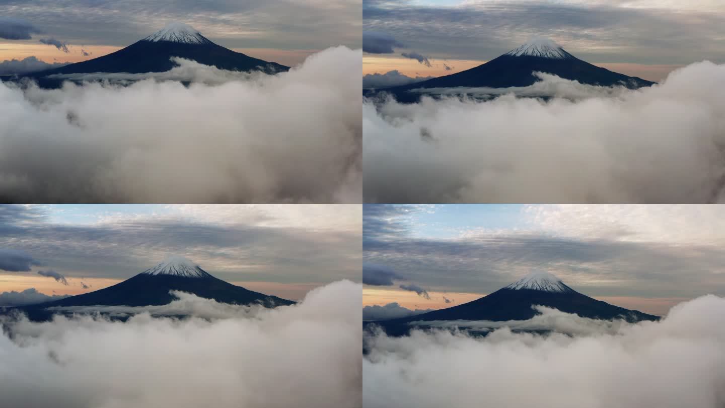 富士山日出鸟瞰图富士山火山喷发