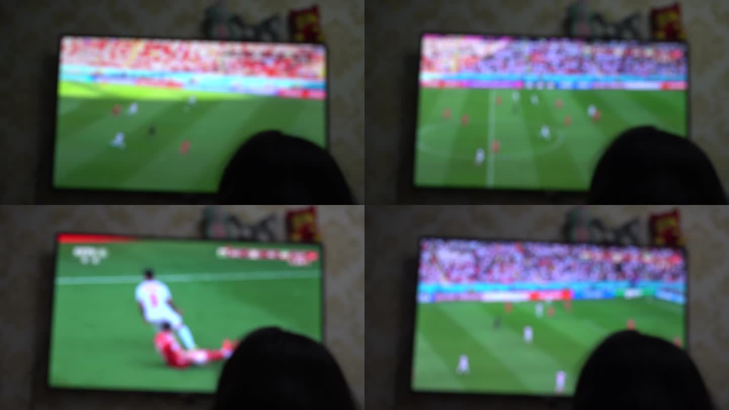 电视前观看足球比赛，球赛，观看电视