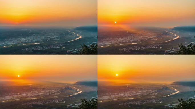 西安蓝田华胥灞河日出延时4K