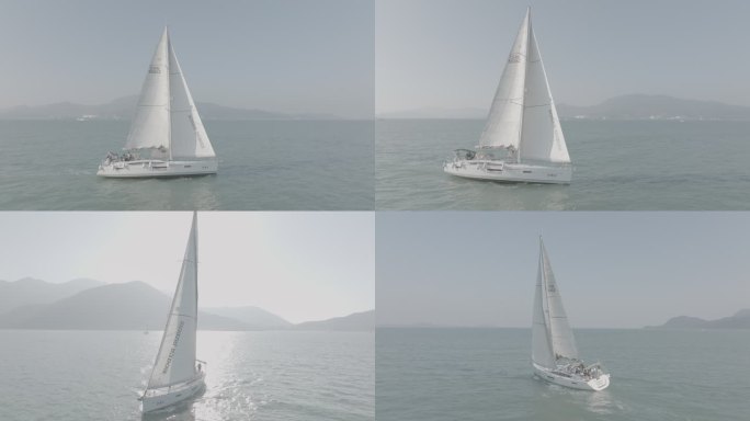 「4K航拍Dlog原素材」帆船在海上航行