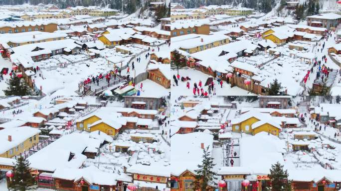 航拍中国雪乡的冰雪世界