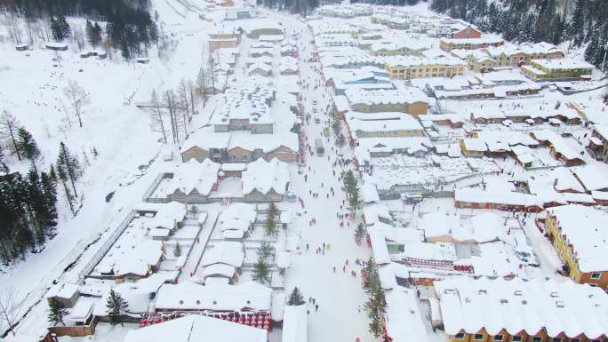 航拍东北雪乡