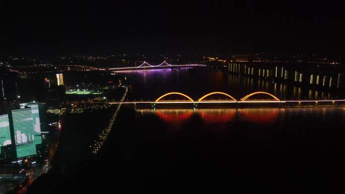 城市航拍湖南长沙福元路夜景灯光 (2)